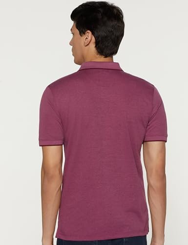 Peter England Men's Premium Branded Regular Fit Half Sleeve Polo T-Shirt with Pocket | Cotton Rich | Birds Eye Interlock Weave Magenta - Image 11