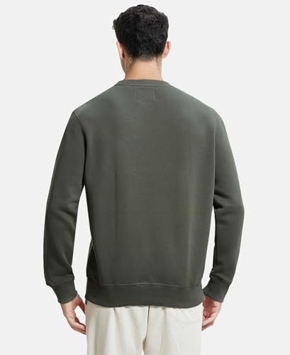Jockey US92 Men's Super Combed Cotton Rich Fleece Fabric Sweatshirt with Stay Warm Treatment_Deep Olive_L - Image 5