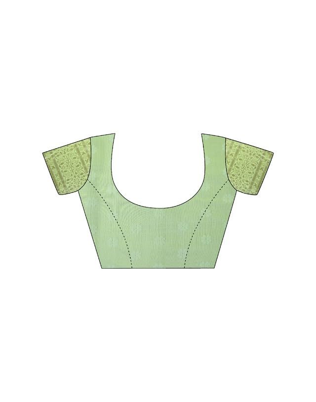 SIRIL Women's Kanjivaram Soft Silk Saree Pure Silk Saree With Unstitched Blouse Piece (4192S785_Light Green) - Image 2