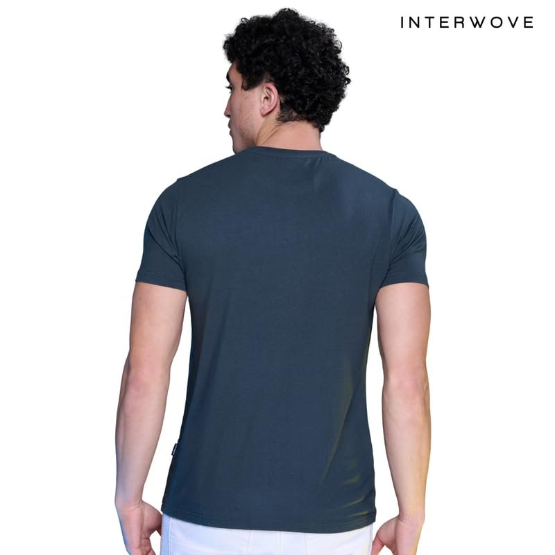 INTERWOVE Men's Bamboo Cotton Round Neck, Regular Slim Fit T - Shirt, Half Sleeve, Stylish, Solid Plain Anti Microbial, Anti Odor |Comfort Fit Causal Wear - Forest Green - L - Image 5