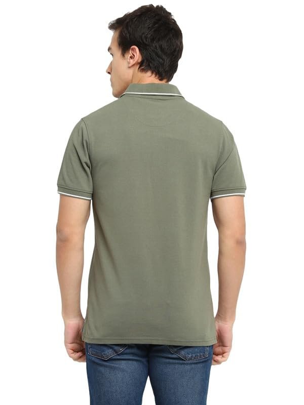 AMERICAN CREW Men Cotton Regular Fit Polo Collar T-Shirt with Pocket (AC392-XL_Light Olive) - Image 7