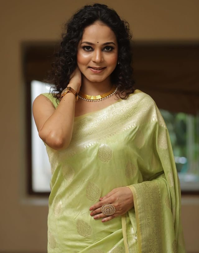 SIRIL Women's Kanjivaram Soft Silk Saree Pure Silk Saree With Unstitched Blouse Piece (4192S785_Light Green) - Image 5