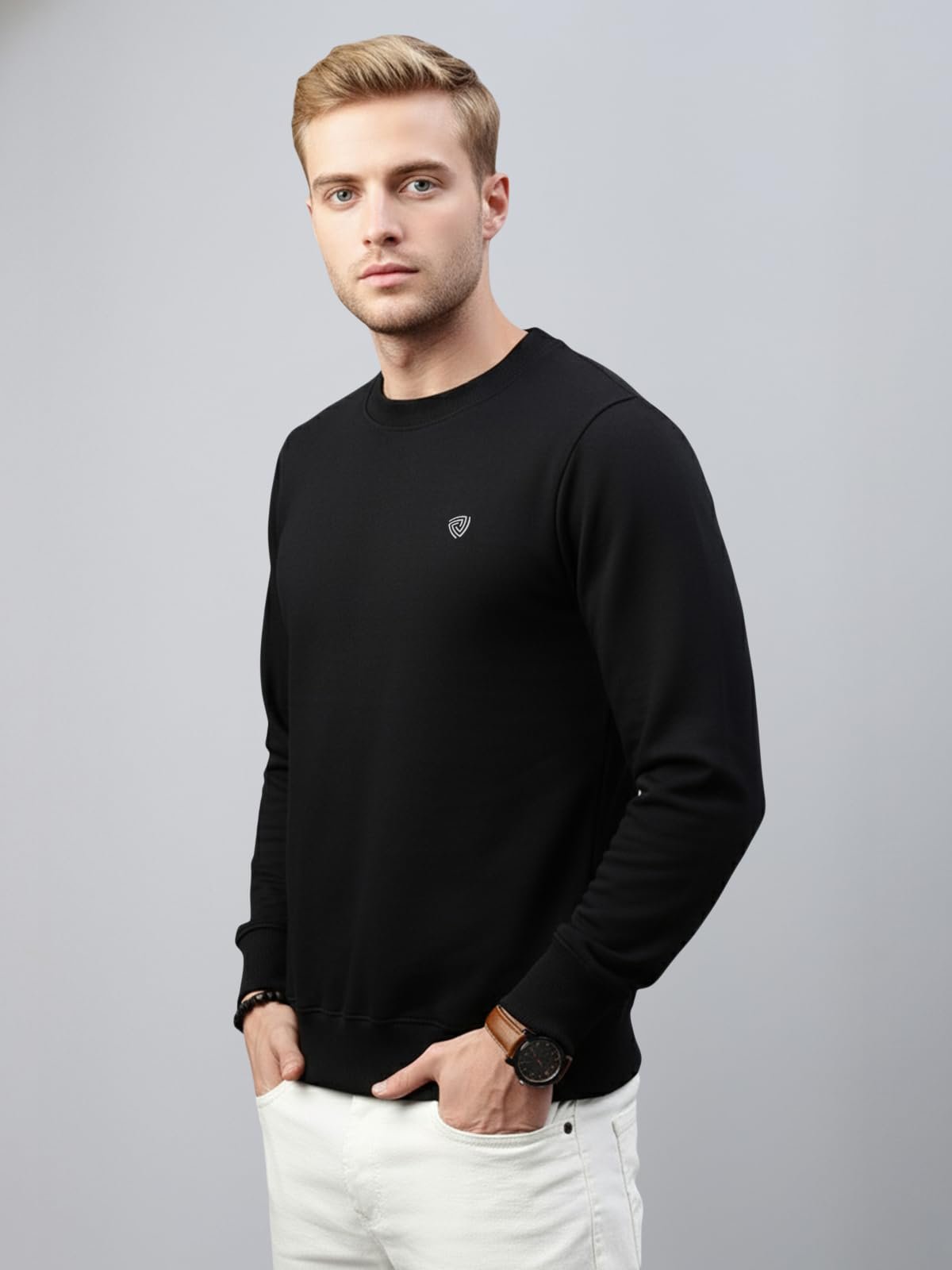 Lux Cozi Men's Cotton Crew Neck Full Sleeve Sweatshirt_COZI_3131_Sweatshirt_BLK_M_1PC - Image 4