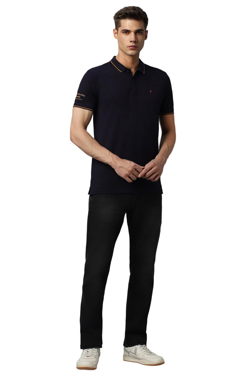 Louis Philippe Cotton Men's Solid Slim Fit T-Shirt (LRKPCSLFI53303_Navy, Large - Image 2