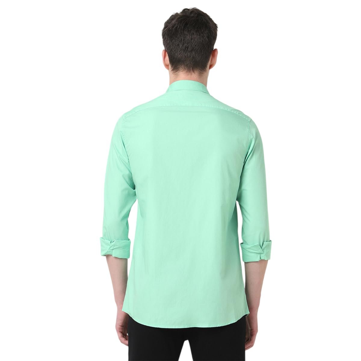 Peter England Men's Classic Slim Fit Full Sleeve Oxford Shirt | 100% Cotton Green - Image 4