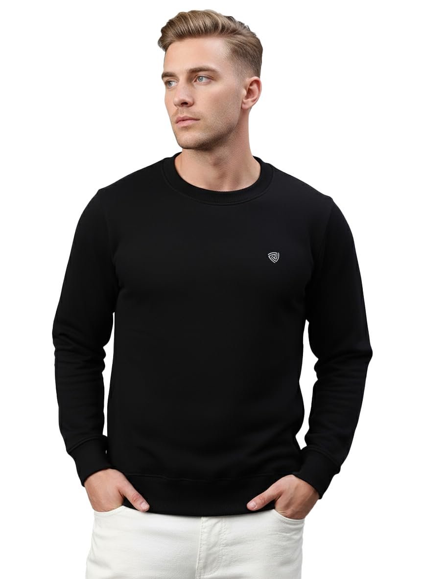Lux Cozi Men's Cotton Crew Neck Full Sleeve Sweatshirt_COZI_3131_Sweatshirt_BLK_M_1PC