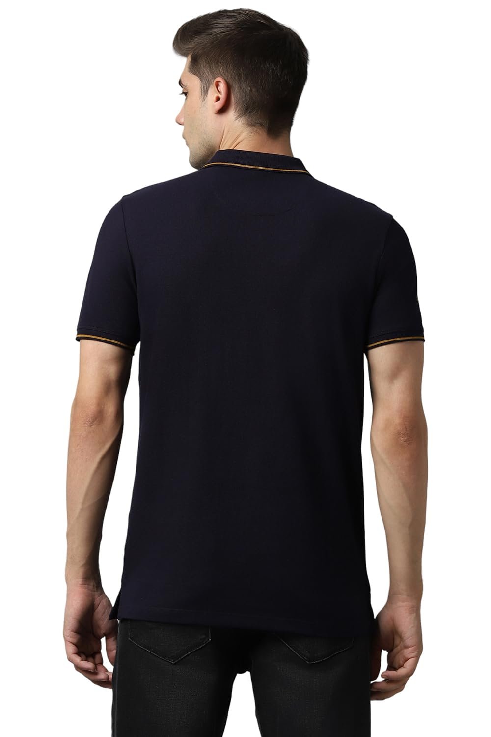Louis Philippe Cotton Men's Solid Slim Fit T-Shirt (LRKPCSLFI53303_Navy, Large - Image 4