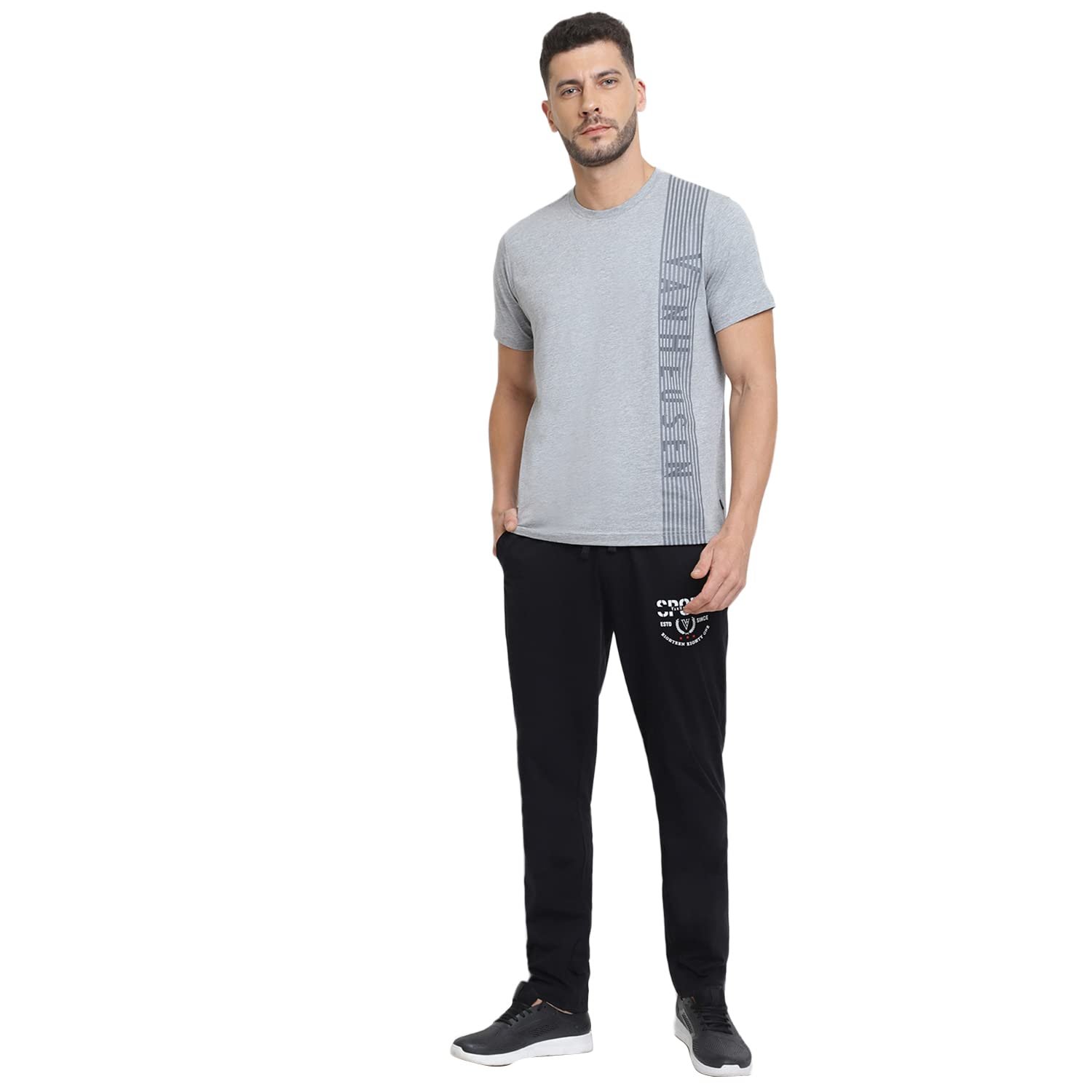 Van Heusen Men Cotton Athleisure Ultra Soft Regular Fit T-Shirt-Crew Neck, Short Sleeve_60044_Grey Melange_L - Image 7
