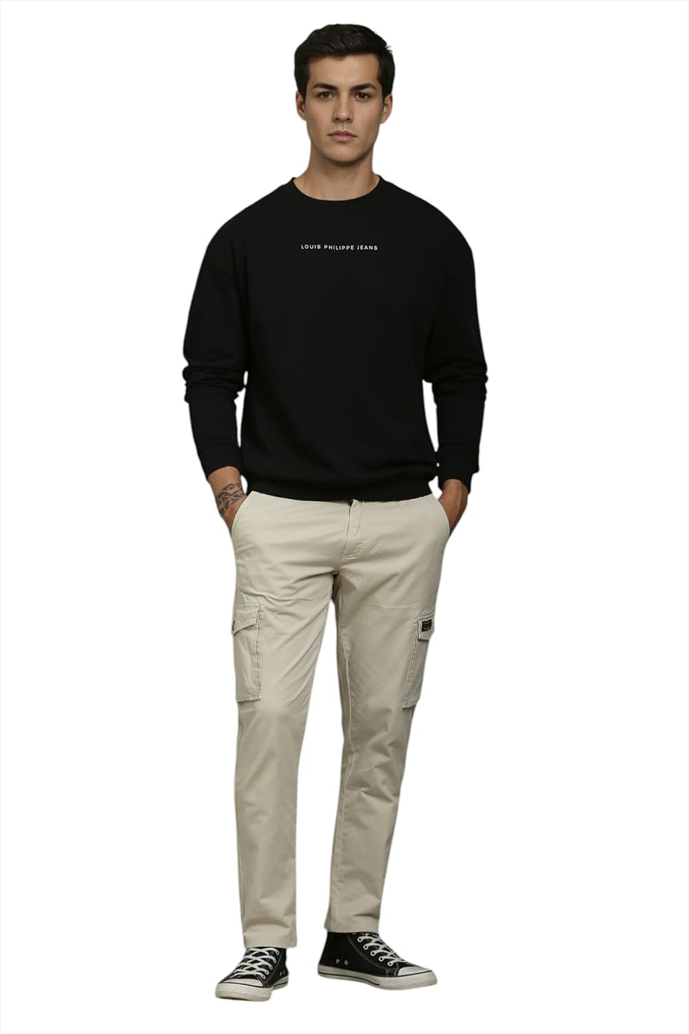 Louis Philippe Men Casual Black Graphic Print Sweatshirt - Image 2