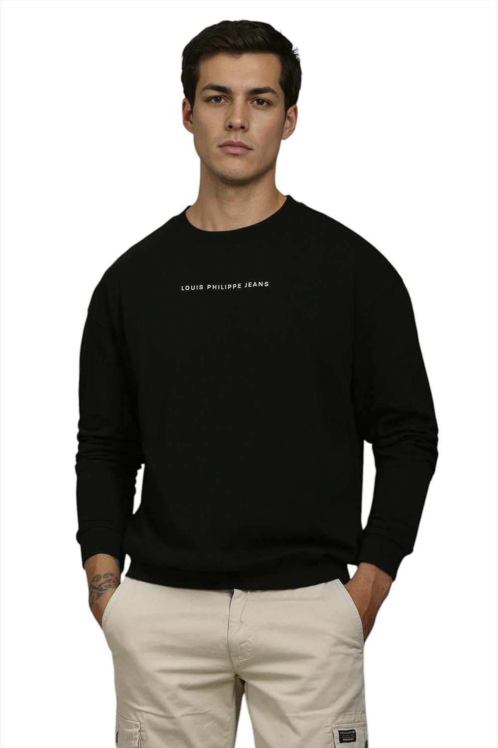 Louis Philippe Men Casual Black Graphic Print Sweatshirt