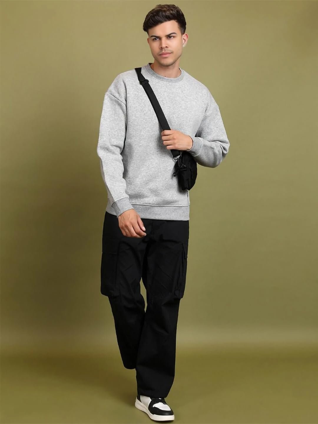 FYLTR Men's Solid Sweatshirt | Regular Fit | Casual Winter Sweatshirt for Men | Grey | 4XL - Image 4