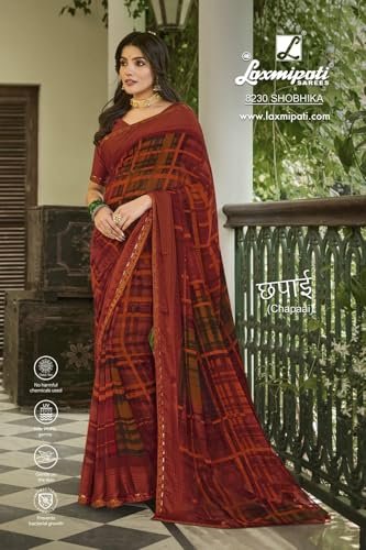 Laxmipati Sarees Multicolor Georgette Printed Saree for Women With Unstitched Blouse Piece | Weddings, Festivals Look Saree With Fancy Blouse Piece - Image 6
