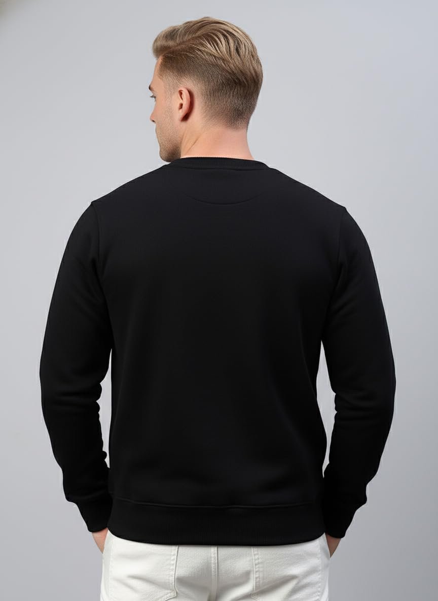 Lux Cozi Men's Cotton Crew Neck Full Sleeve Sweatshirt_COZI_3131_Sweatshirt_BLK_M_1PC - Image 5