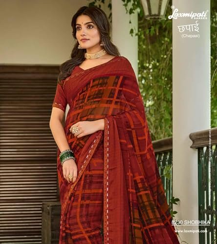Laxmipati Sarees Multicolor Georgette Printed Saree for Women With Unstitched Blouse Piece | Weddings, Festivals Look Saree With Fancy Blouse Piece - Image 7