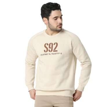 Spykar Men Full Sleeve Regular Fit White Casual Sweatshirt (Size:)-MSSHW2BD035