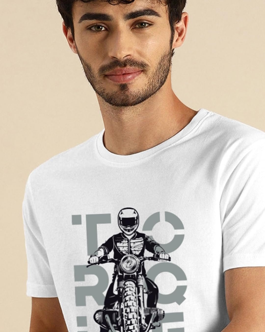 Bewakoof Men's Graphic Print Regular Fit Half Sleeve Round Neck Cotton T-Shirt White - Image 4