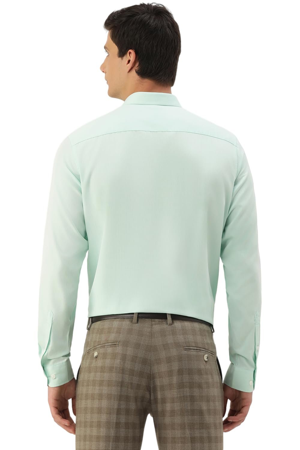 Peter England Men's Classic Textured Slim Fit Full Sleeve Shirt | Wonder Fabric | Cotton Rich | Premium Dobby Green - Image 4