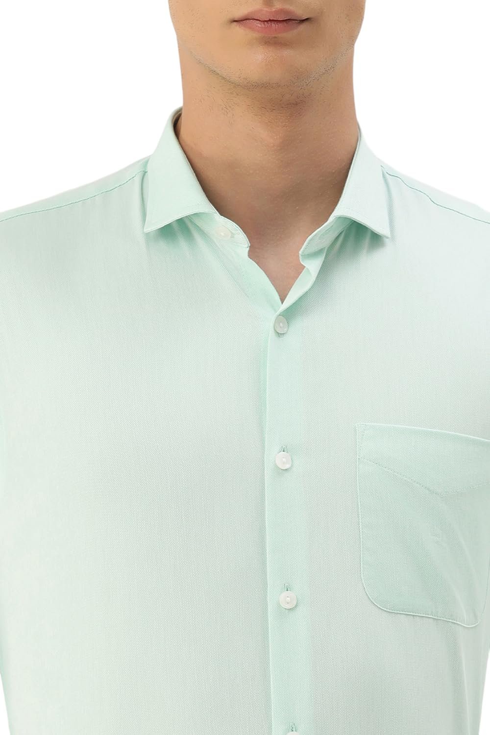 Peter England Men's Classic Textured Slim Fit Full Sleeve Shirt | Wonder Fabric | Cotton Rich | Premium Dobby Green - Image 3