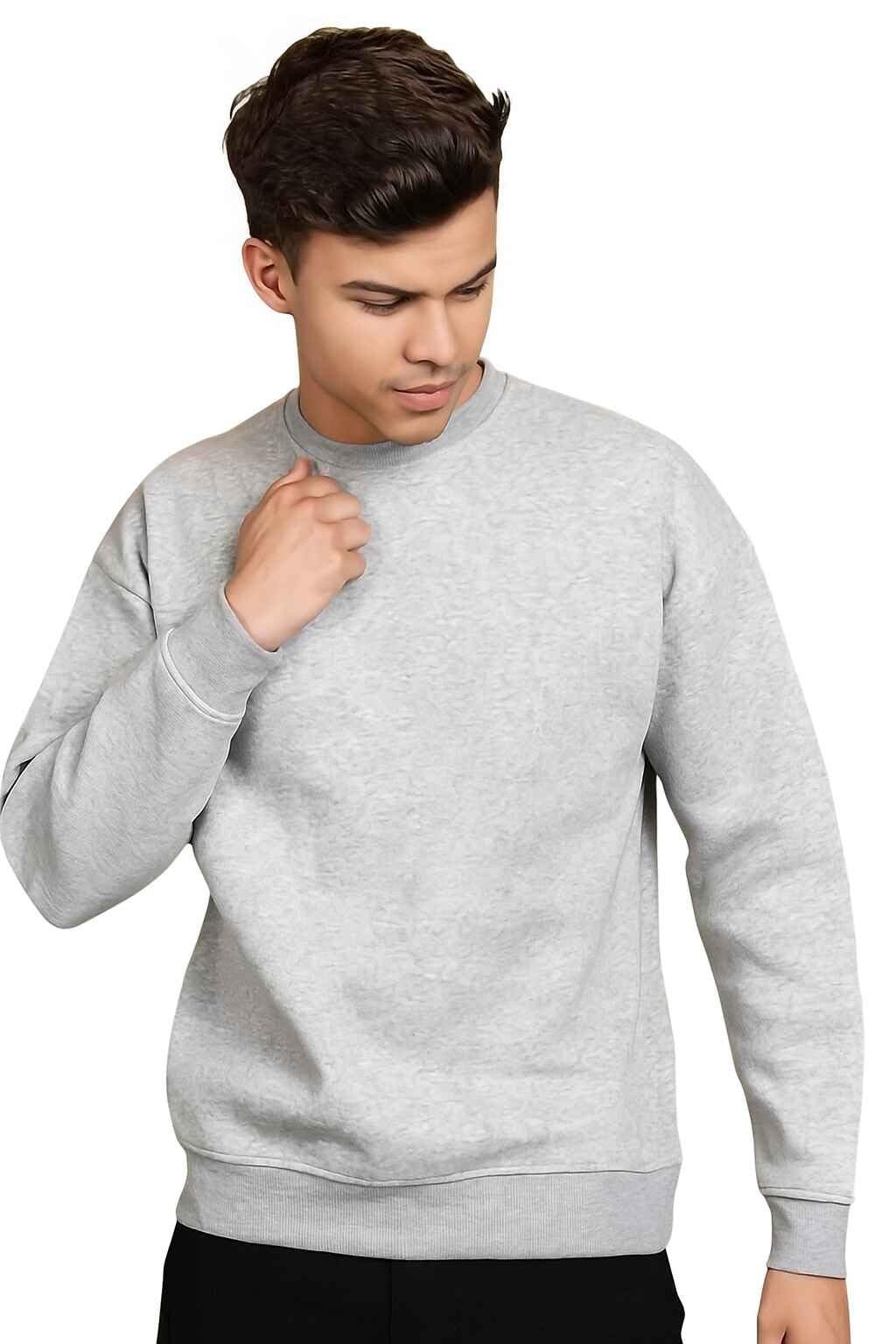 FYLTR Men's Solid Sweatshirt | Regular Fit | Casual Winter Sweatshirt for Men | Grey | 4XL