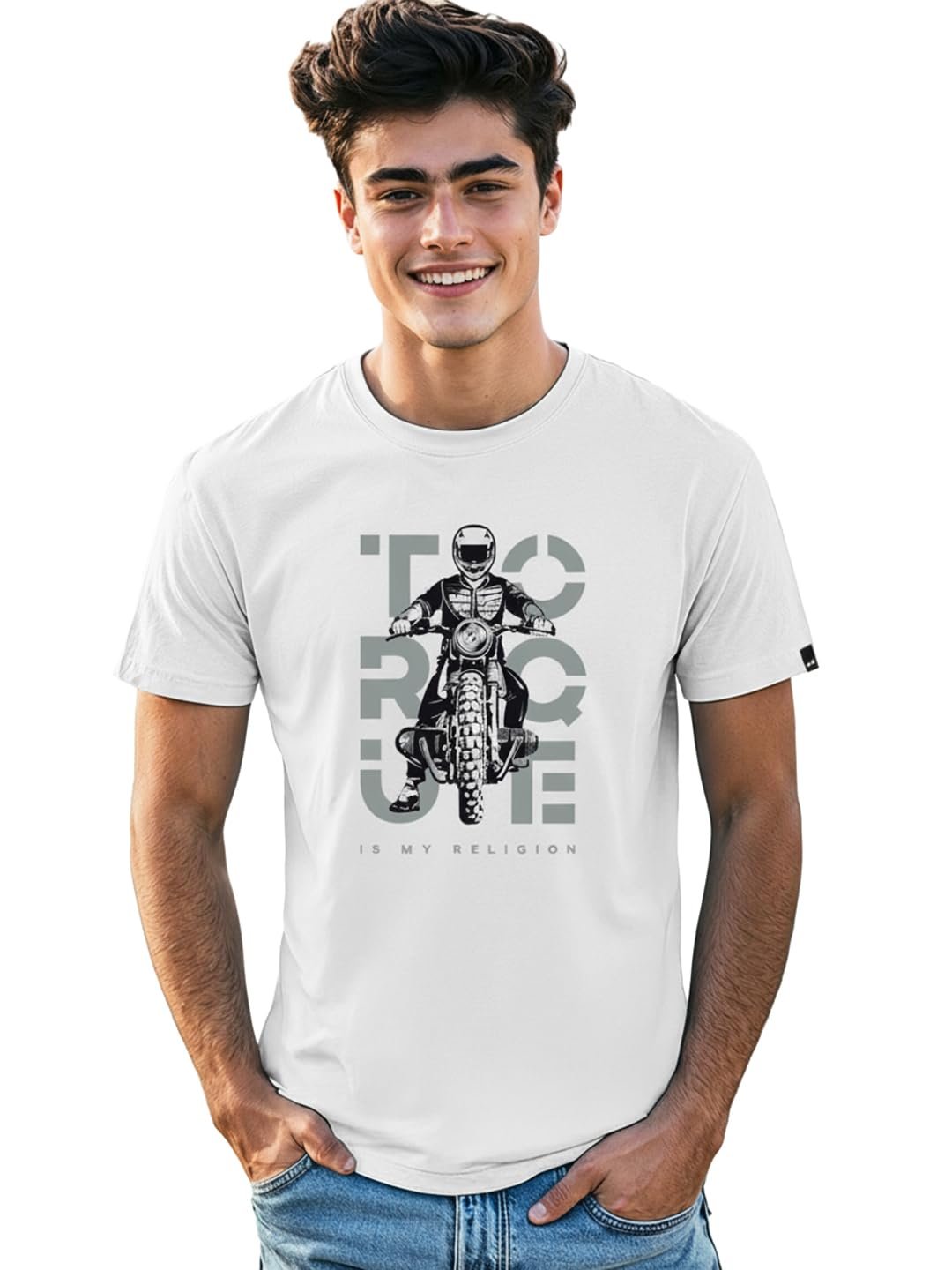 Bewakoof Men's Graphic Print Regular Fit Half Sleeve Round Neck Cotton T-Shirt White