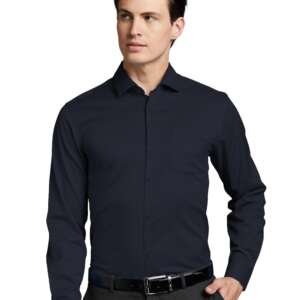 Symbol Premium Men's Wrinkle-Resistant Regular Fit Cotton Formal Shirt (SS23-SMP-FS-01_Navy_44)