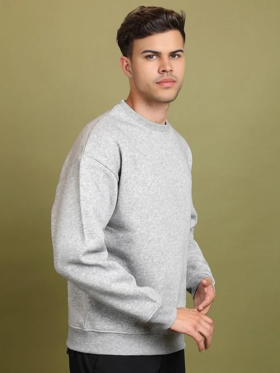 FYLTR Men's Solid Sweatshirt | Regular Fit | Casual Winter Sweatshirt for Men | Grey | 4XL - Image 7