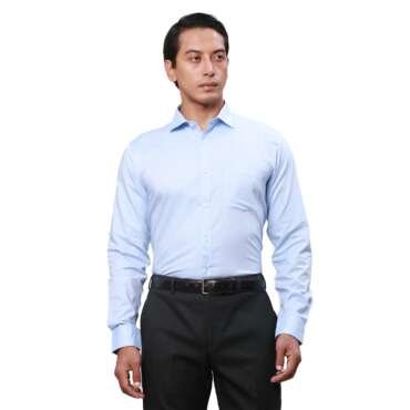Park Avenue Men's Structure Slim Fit Shirt (PMSX17929-B2_Light Blue