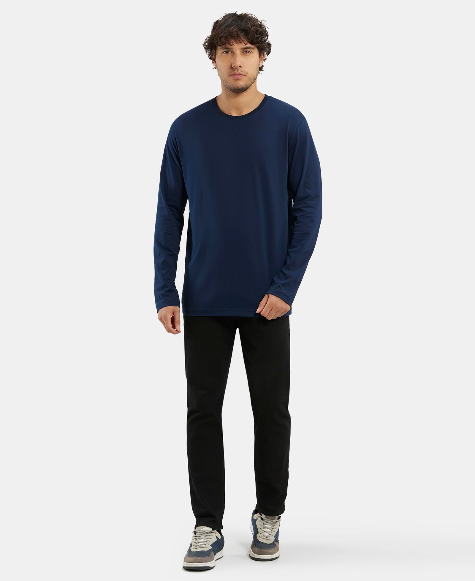 Jockey Men's Round Neck Full Sleeved T-Shirt AM95_Navy_XXL - Image 5
