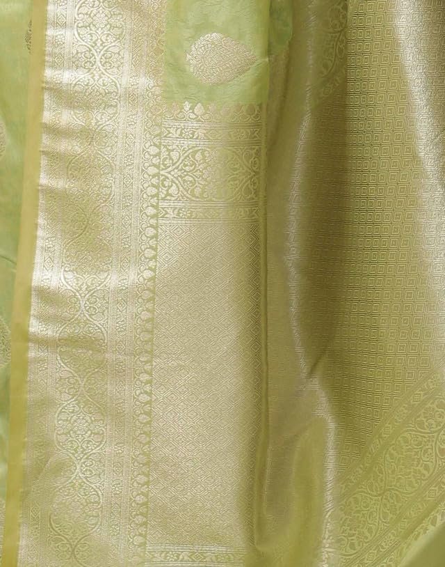 SIRIL Women's Kanjivaram Soft Silk Saree Pure Silk Saree With Unstitched Blouse Piece (4192S785_Light Green) - Image 3