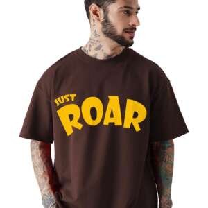 LEOTUDE Men's Cottonblend Oversized Half Sleeve Round Neck Tshirt (FS_49ROAR_P_Brown_XL)