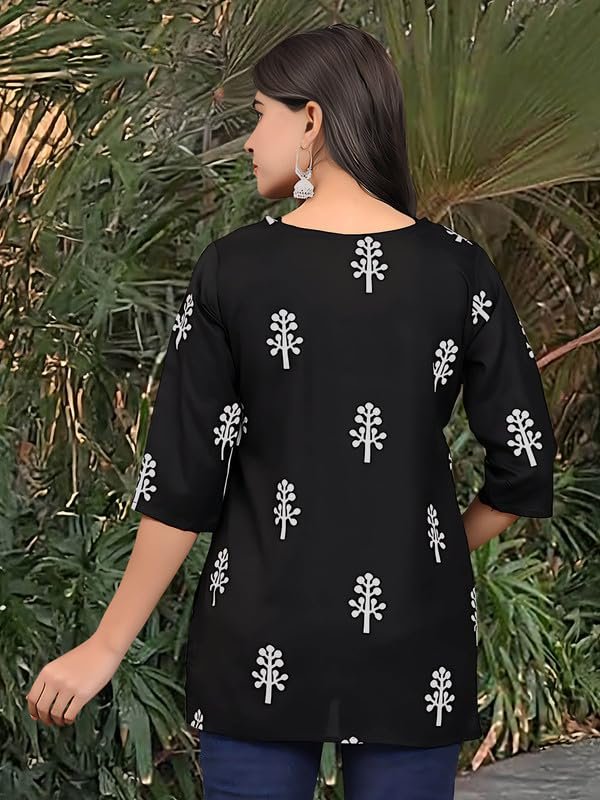 Dream Beauty Fashion Women's Printed Tunic Top with 3/4 Sleeve V-Neck -23" Inches (Kesar-Top-01-S) - Image 2