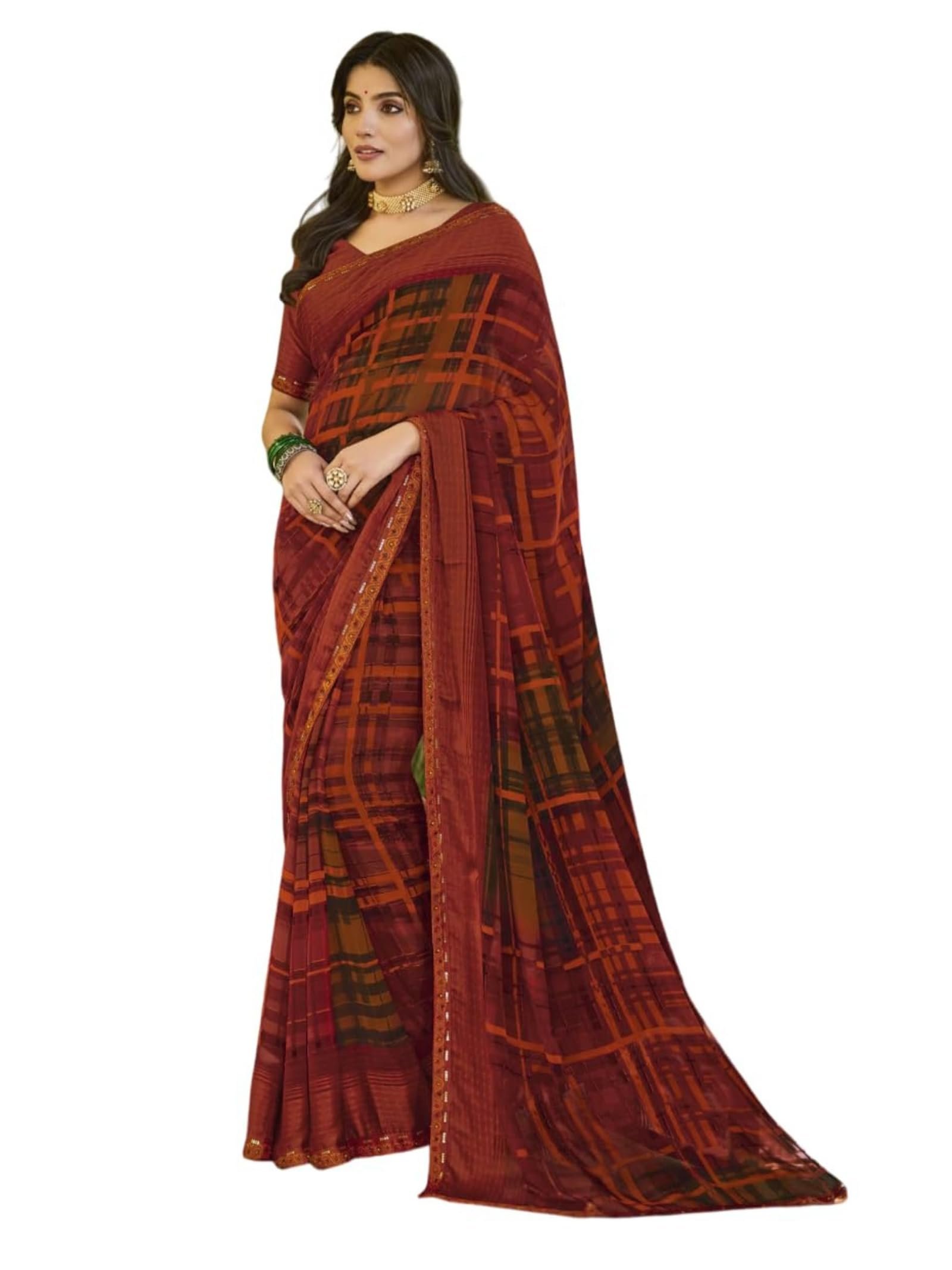 Laxmipati Sarees Multicolor Georgette Printed Saree for Women With Unstitched Blouse Piece | Weddings, Festivals Look Saree With Fancy Blouse Piece