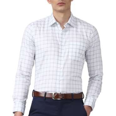 Van Heusen Cotton Men's Slim FiT-Shirt (Vhsfrslbe35629_Medium Blue 40)