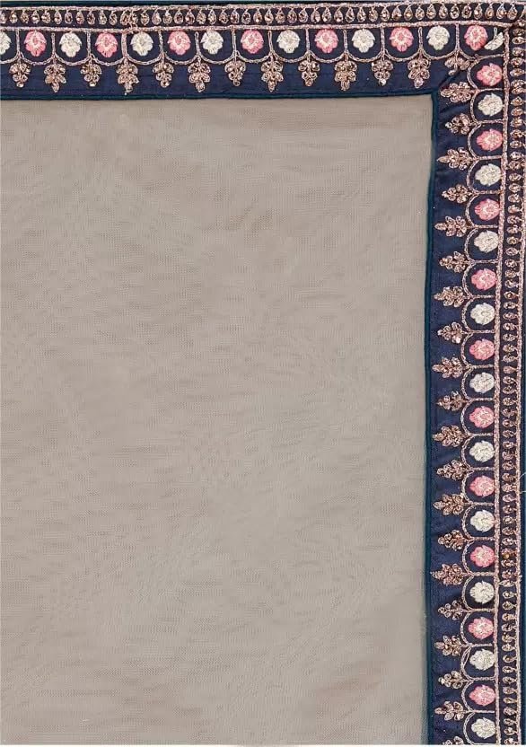 Aika Creation Women's Velvet Embroidered Semi-Stitched Lehenga Choli DELI LH NAVY - Image 3