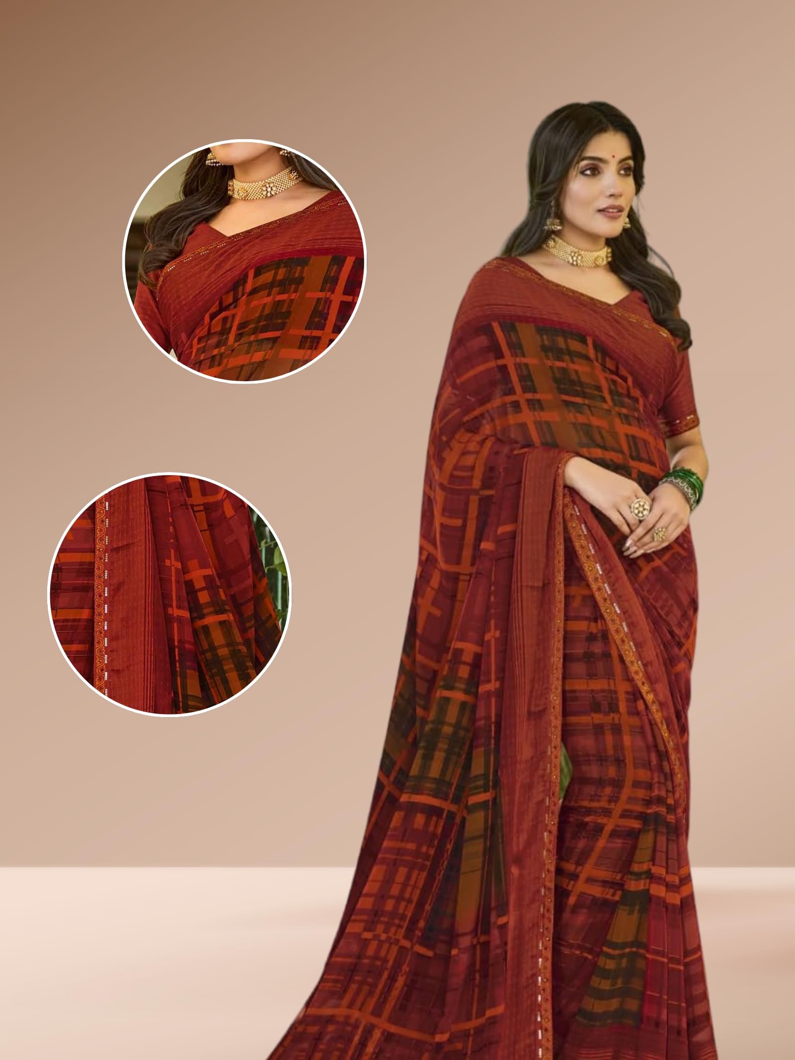 Laxmipati Sarees Multicolor Georgette Printed Saree for Women With Unstitched Blouse Piece | Weddings, Festivals Look Saree With Fancy Blouse Piece - Image 3