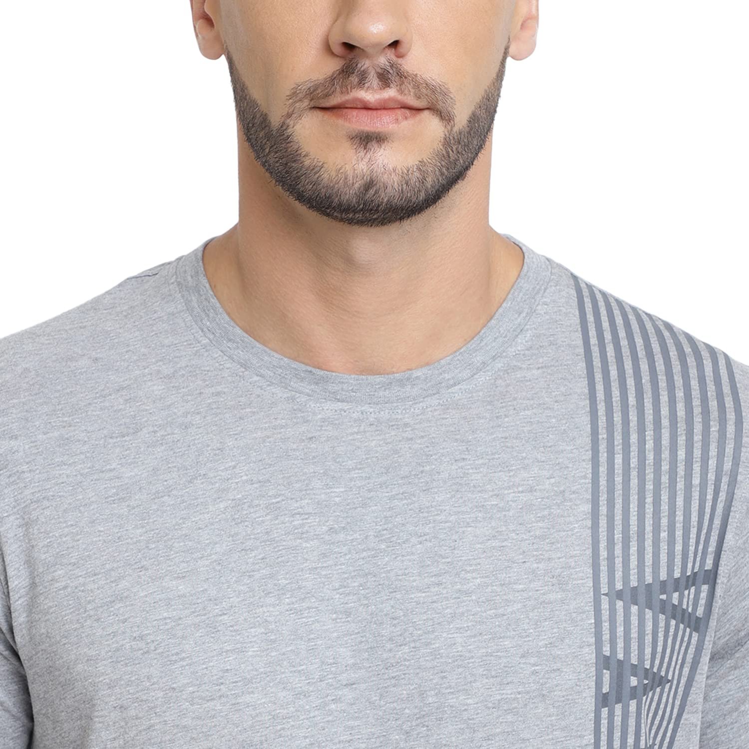 Van Heusen Men Cotton Athleisure Ultra Soft Regular Fit T-Shirt-Crew Neck, Short Sleeve_60044_Grey Melange_L - Image 6