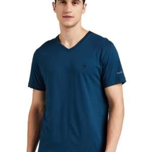 Van Heusen Athleisure Men T-Shirt - Cotton Rich - Smart Tech, Easy Stain Release, Anti Stat, Ultra Soft, Quick Dry_60001_Deep Sea_M