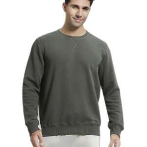 Jockey US92 Men's Super Combed Cotton Rich Fleece Fabric Sweatshirt with Stay Warm Treatment_Deep Olive_L