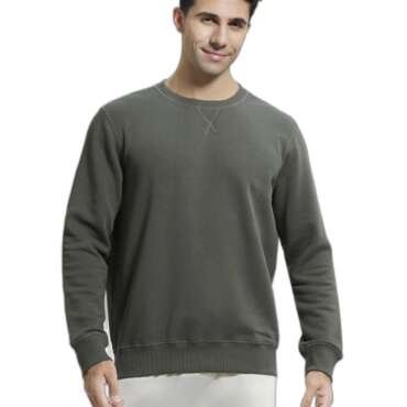 Jockey US92 Men's Super Combed Cotton Rich Fleece Fabric Sweatshirt with Stay Warm Treatment_Deep Olive_L