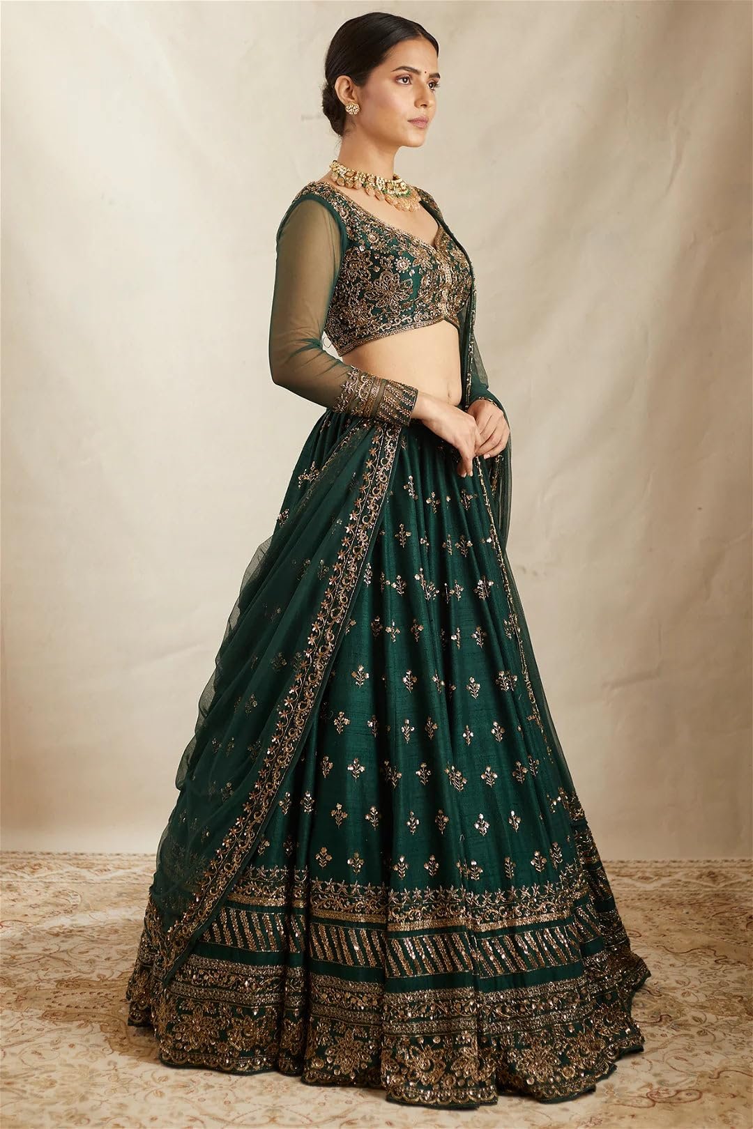 Aika Creation Women's Chinon Embroidered Semi-Stitched Lehenga Choli Green Vally LH - Image 3