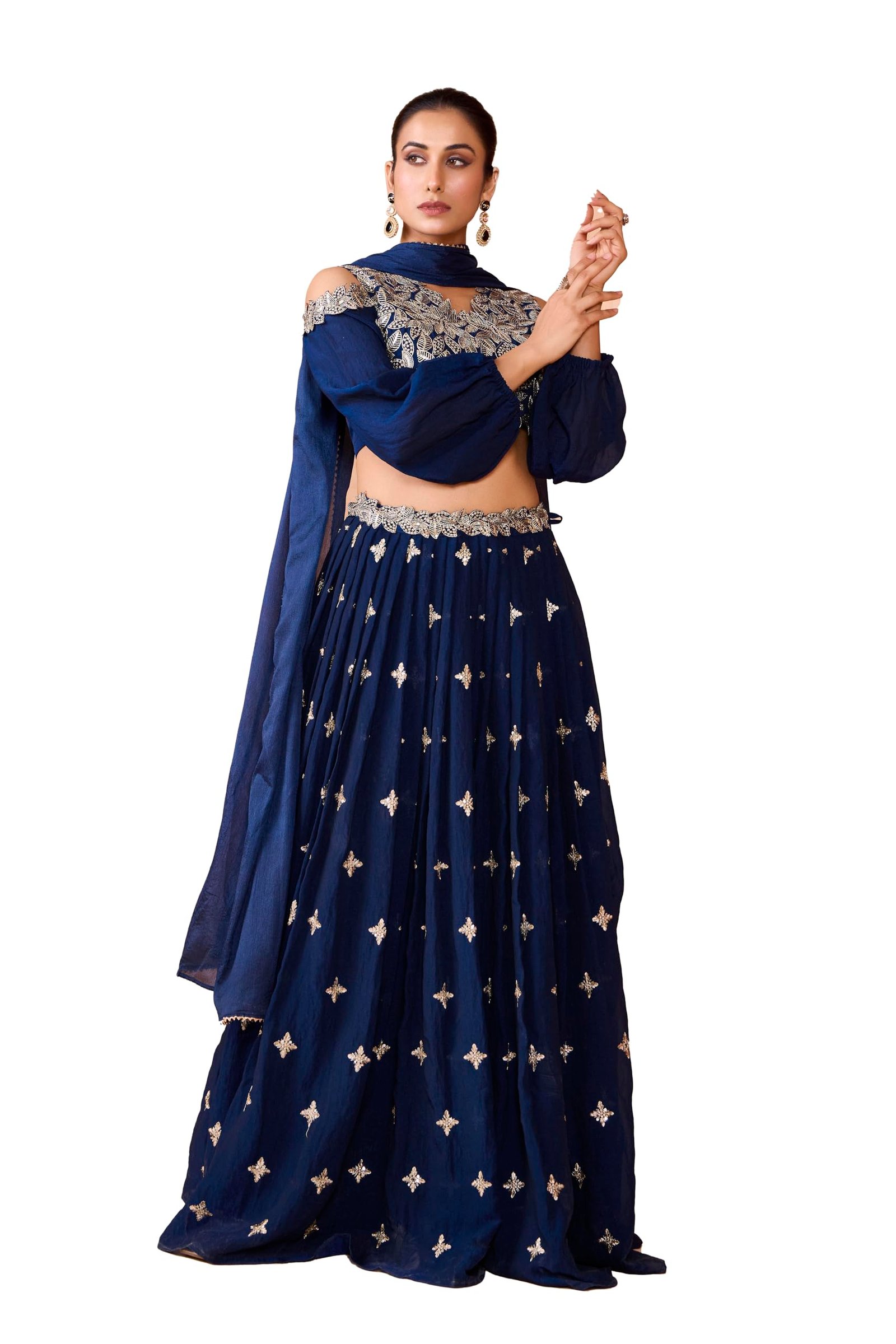 madhuram textiles Womens' Lehenga and Choli Cassata Silk with Embroidery Work Set(M-2527 Mor Pichh_Small)