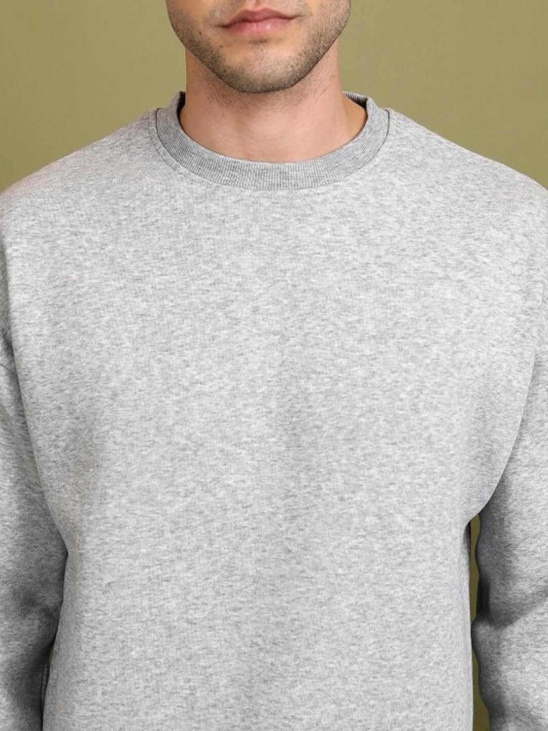 FYLTR Men's Solid Sweatshirt | Regular Fit | Casual Winter Sweatshirt for Men | Grey | 4XL - Image 5