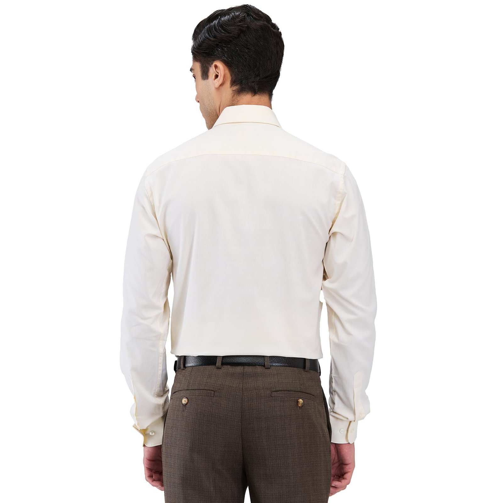 Raymond Men Slim Fit Structure Pattern Pure Cotton Semi Cutaway Collar Full Sleeve Formal Shirt (Size: 42)-RMSX13236-F3 Medium Fawn - Image 5