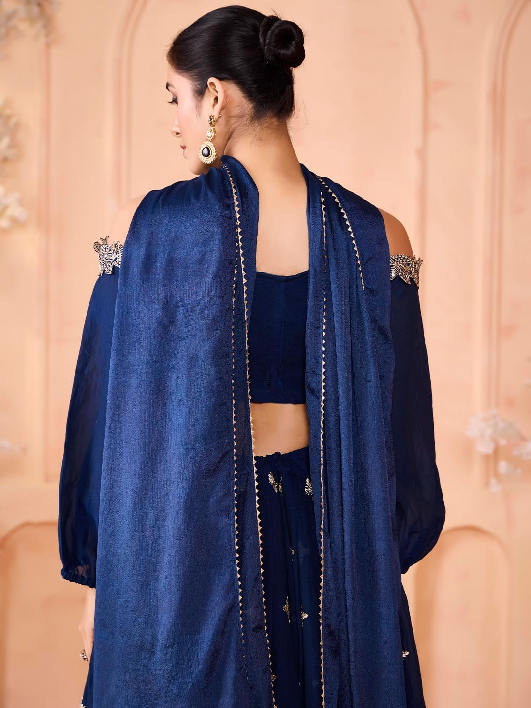 madhuram textiles Womens' Lehenga and Choli Cassata Silk with Embroidery Work Set(M-2527 Mor Pichh_Small) - Image 3