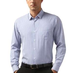 Peter England Men's Regular Fit Full Sleeve Striped Formal Shirt | Cotton Rich | Wonder Fabric | Premium Dobby Weave Blue