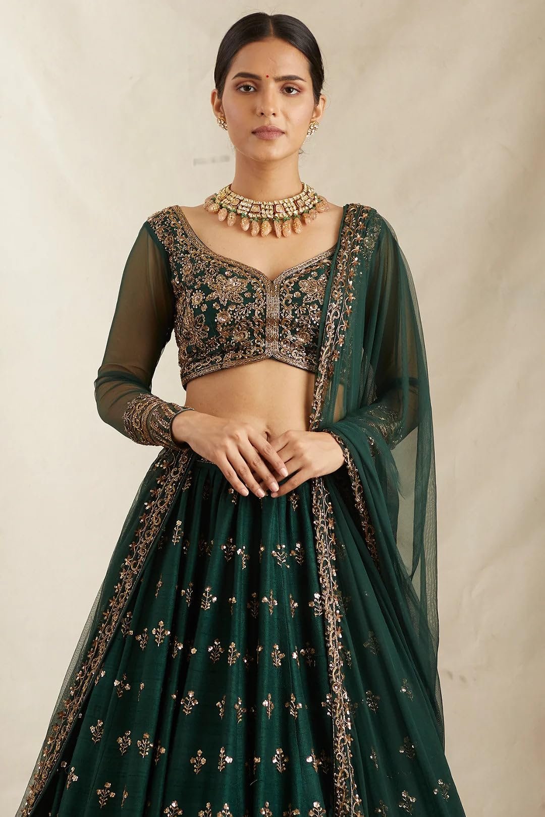 Aika Creation Women's Chinon Embroidered Semi-Stitched Lehenga Choli Green Vally LH - Image 2