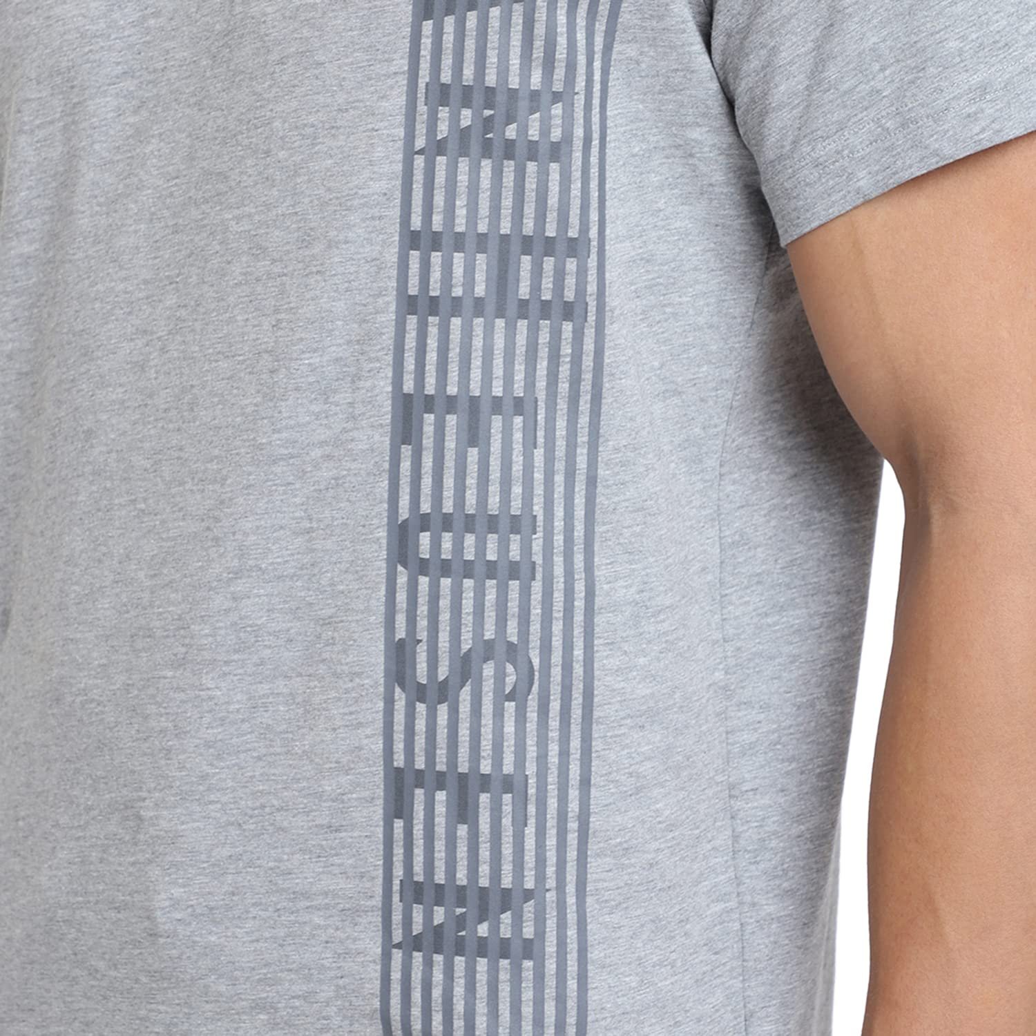 Van Heusen Men Cotton Athleisure Ultra Soft Regular Fit T-Shirt-Crew Neck, Short Sleeve_60044_Grey Melange_L - Image 4