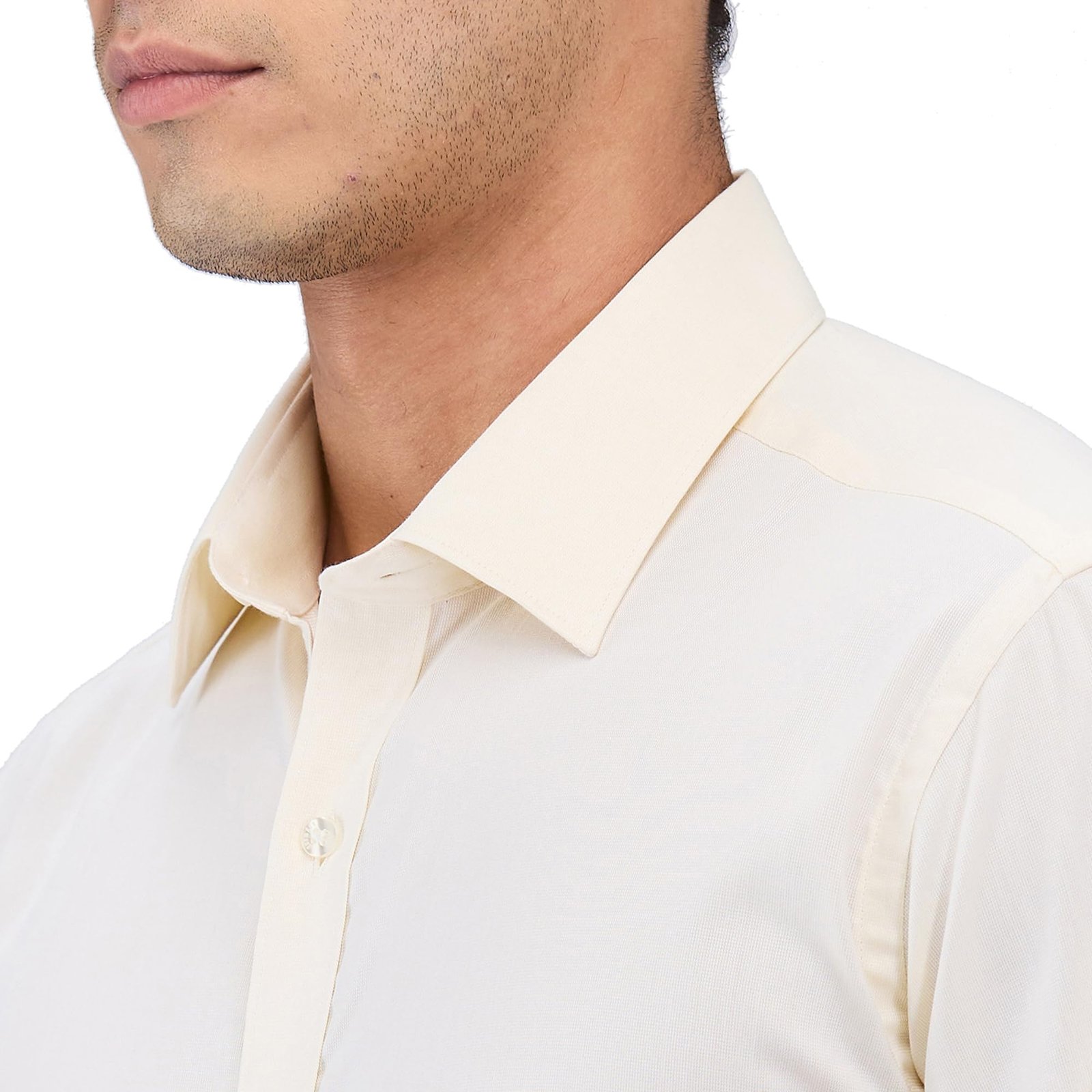 Raymond Men Slim Fit Structure Pattern Pure Cotton Semi Cutaway Collar Full Sleeve Formal Shirt (Size: 42)-RMSX13236-F3 Medium Fawn - Image 3