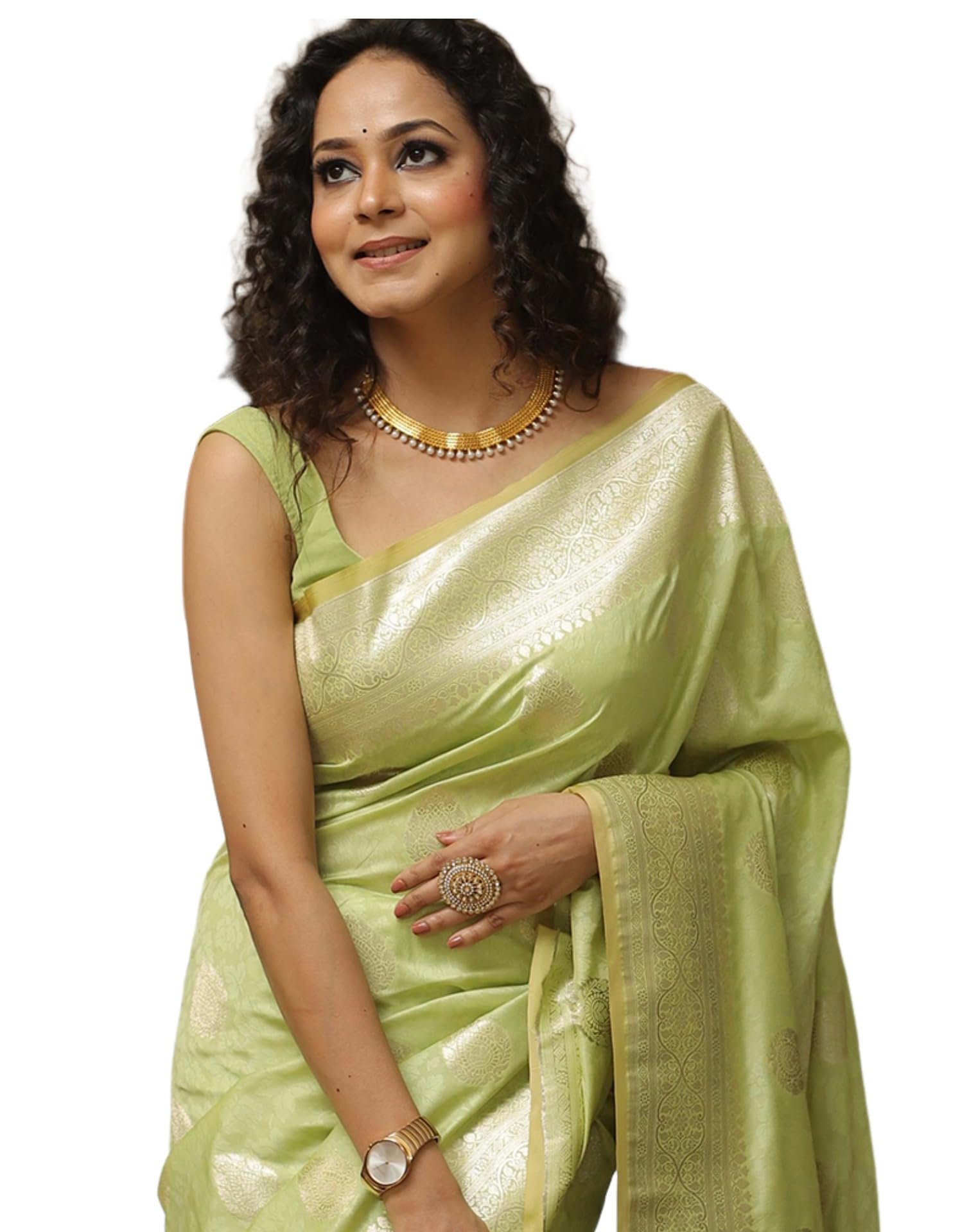 SIRIL Women's Kanjivaram Soft Silk Saree Pure Silk Saree With Unstitched Blouse Piece (4192S785_Light Green)