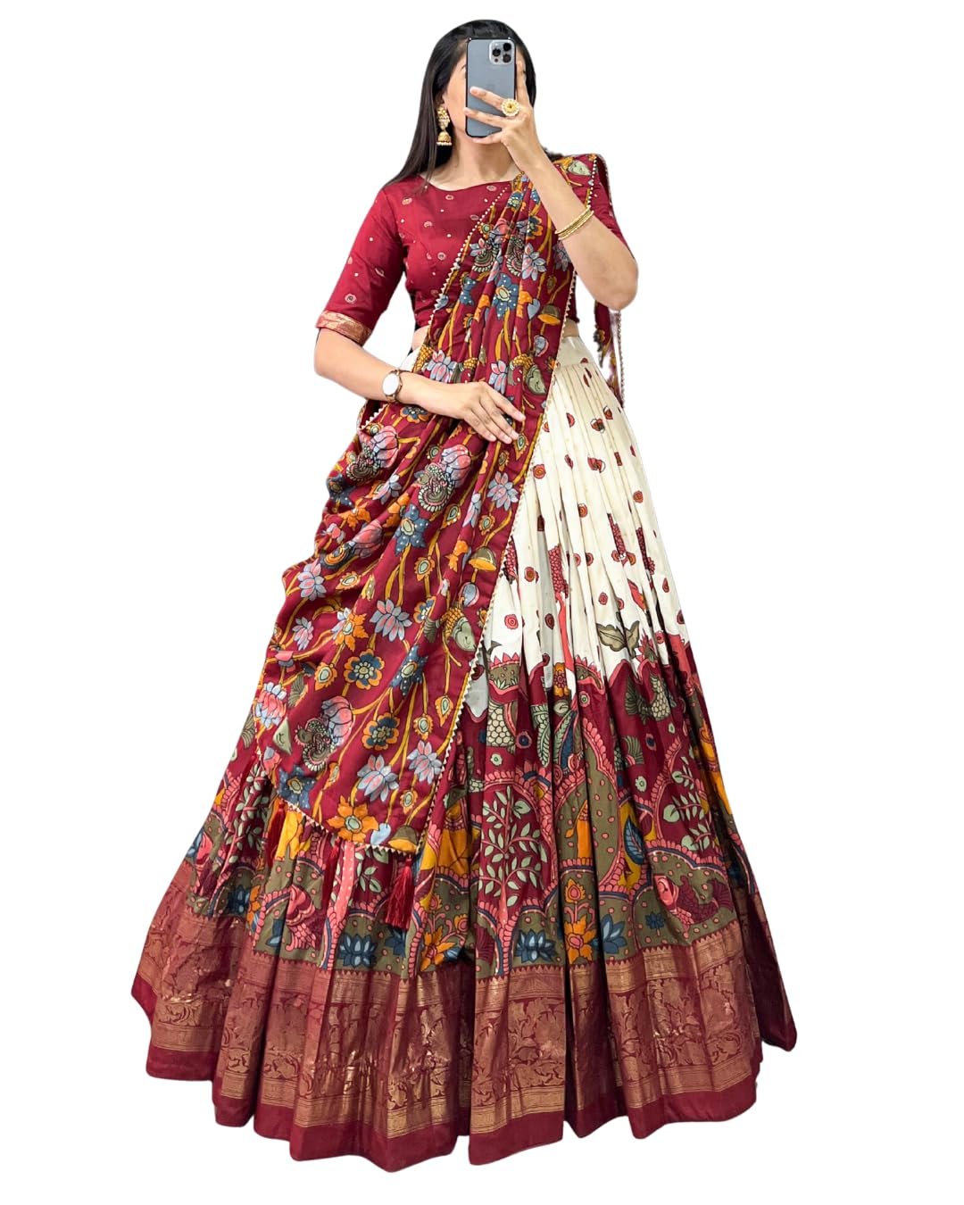 Elegant Tusser Silk Lehenga Choli for Women | Lehenga with Dupatta | Festive & Ethnic Set (1219 OFF WHITE)